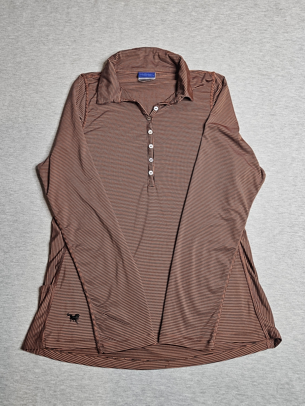 Irideon Striped Long Sleeve Equistrian Polo Riding Shirt Size Large